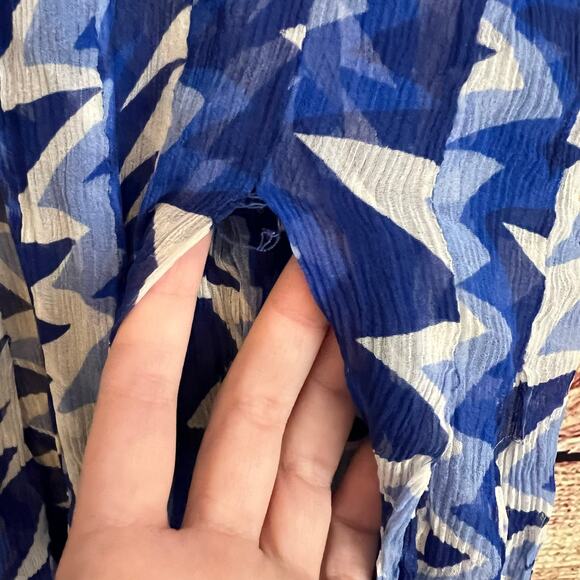 Chanel 100% Silk Chiffon Midi Dress EU 36 US 4 Small Sleeveless Blue White - Picture 5 of 13